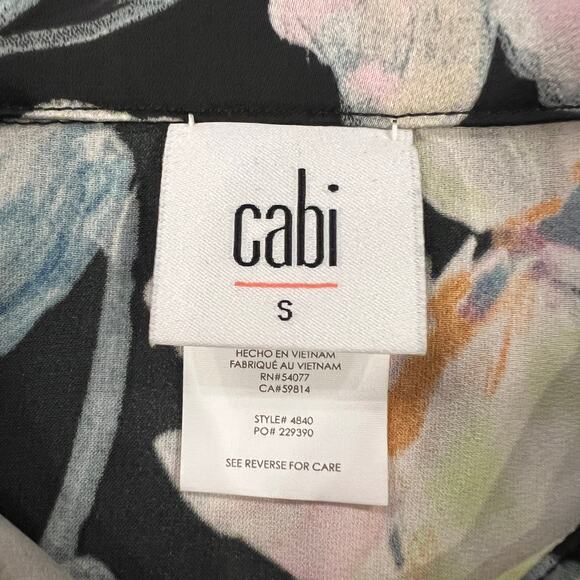 CAbi Zelda Black Floral Blouse #4840 - SIZE S - Picture 5 of 9